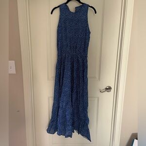 Blue dress with ditsy floral pattern